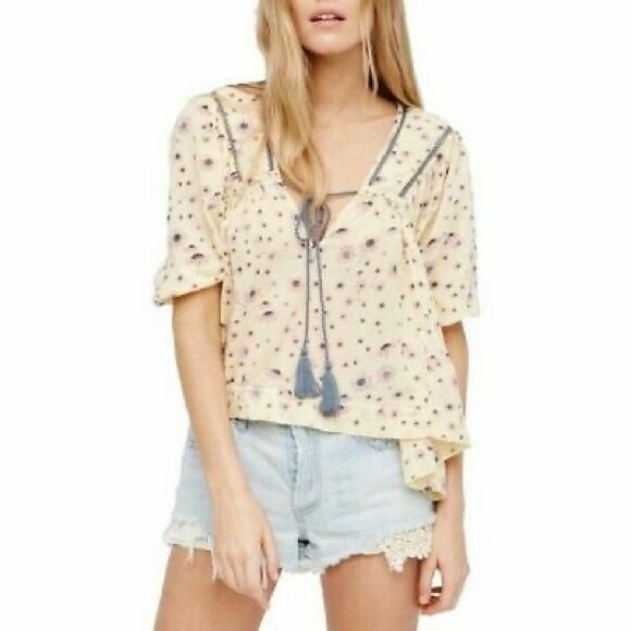Free People daisy print peasant top Medium - Picture 1 of 7